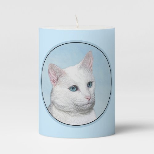 White Cat Painting _ Cute Original Cat Art Pillar Candle
