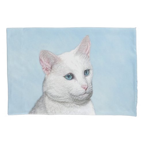 White Cat Painting _ Cute Original Cat Art Pillow Case