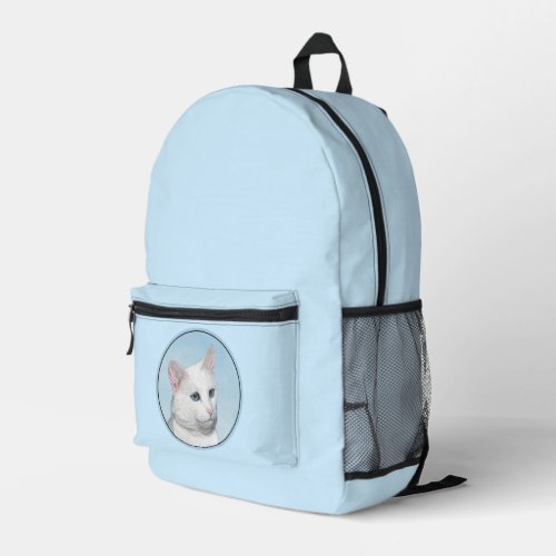 White Cat Painting _ Cute Original Cat Art Printed Backpack