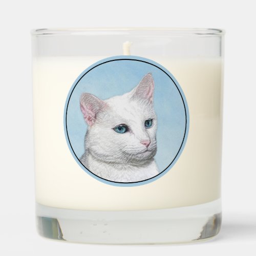 White Cat Painting _ Cute Original Cat Art Scented Candle