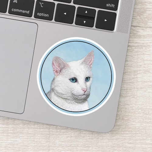 White Cat Painting _ Cute Original Cat Art Sticker