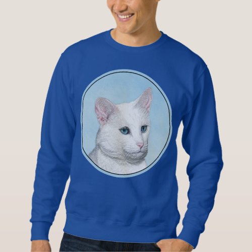 White Cat Painting _ Cute Original Cat Art Sweatshirt