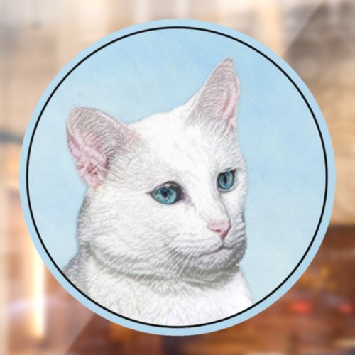 White Cat Painting _ Cute Original Cat Art Window Cling