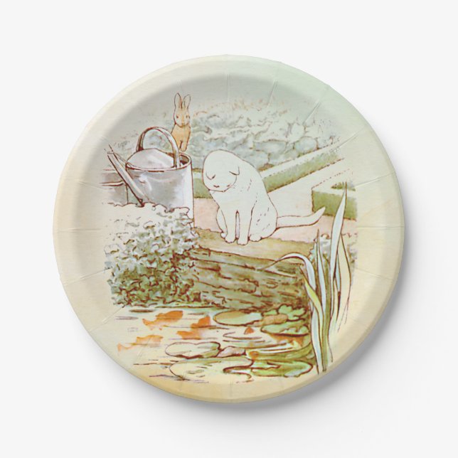 white cat Paper Plates (Front)
