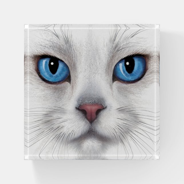 White Cat Paperweight (Front)