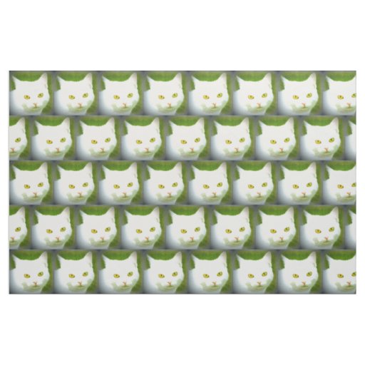 white cat pattern fabric