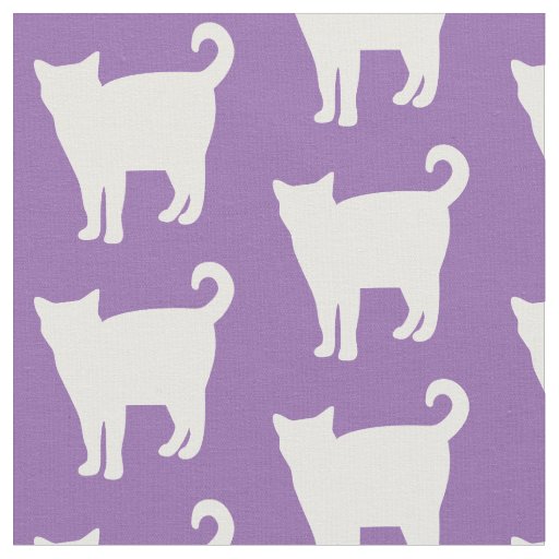 White Cat Pattern | Purple Fabric