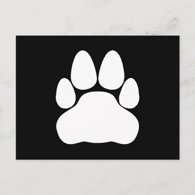 White Cat Paw Print Shape Postcard (Front)