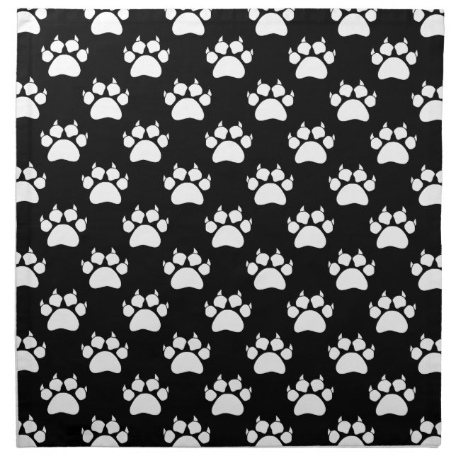 White Cat Paws And Claws Pattern Print Cloth Napkin (Front)