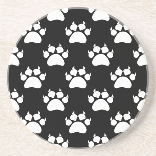 White Cat Paws And Claws Pattern Print Drink Coaster