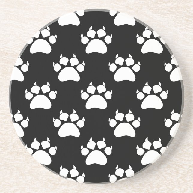 White Cat Paws And Claws Pattern Print Drink Coaster (Front)