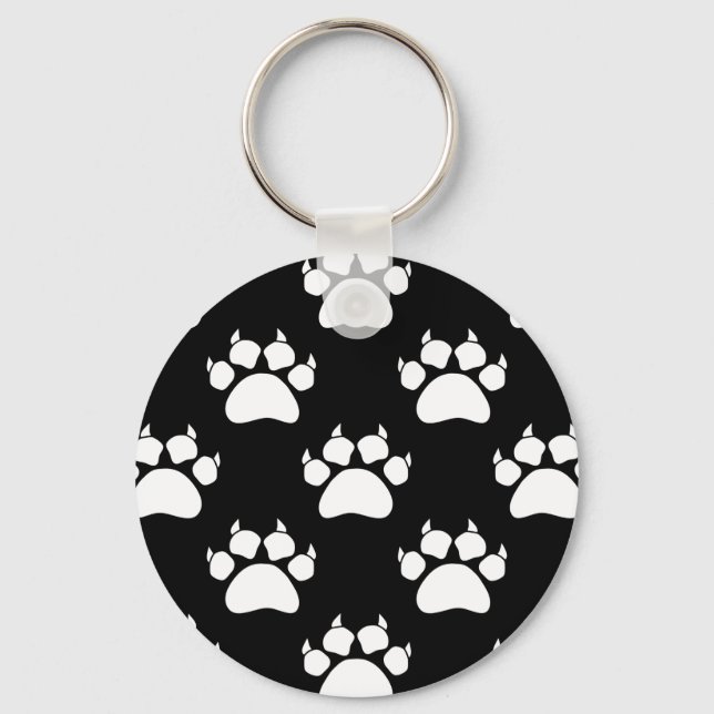 White Cat Paws And Claws Pattern Print Keychain (Front)