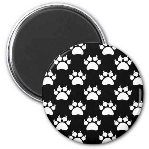 White Cat Paws And Claws Pattern Print Magnet