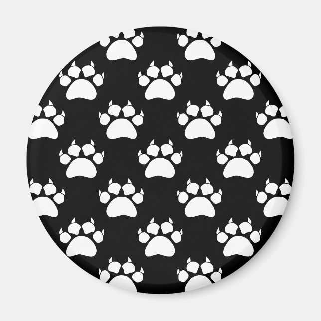 White Cat Paws And Claws Pattern Print Magnet (Front)