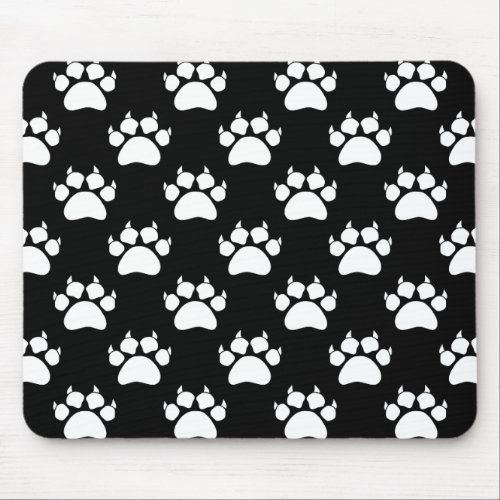 White Cat Paws And Claws Pattern Print Mouse Pad