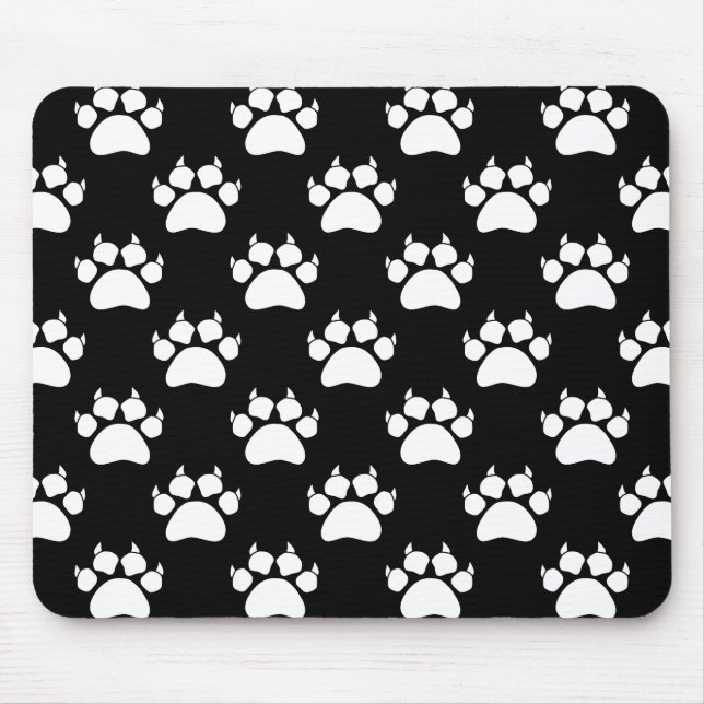 White Cat Paws And Claws Pattern Print Mouse Pad (Front)