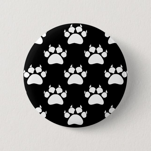 White Cat Paws And Claws Pattern Print Pinback Button (Front)