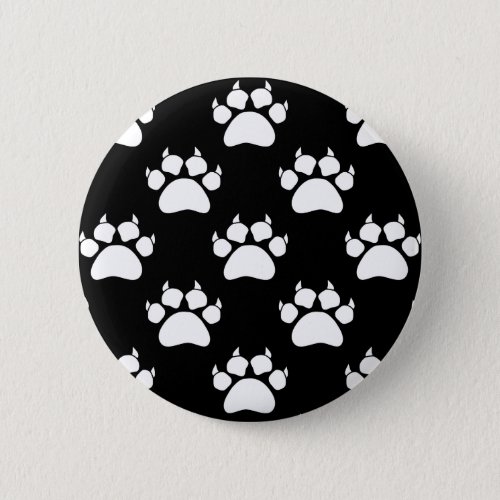 White Cat Paws And Claws Pattern Print Pinback Button