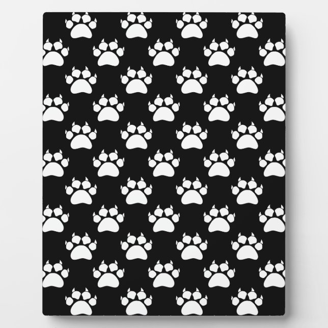 White Cat Paws And Claws Pattern Print Plaque (Front)