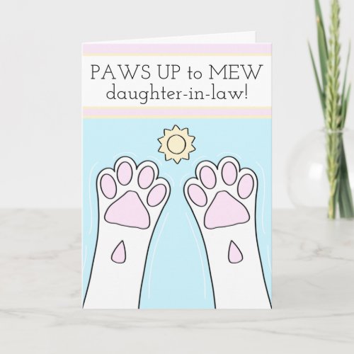 White Cat Paws Up Daughter In Law Mothers Day Card