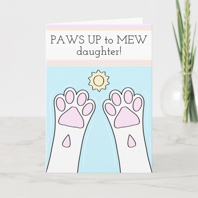 White Cat Paws Up Daughter Mothers Day Card (Front)