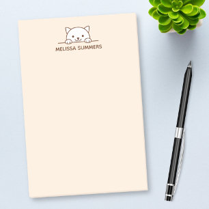 White Cat Peeking above Custom Name EP Post-it Notes