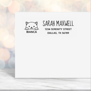 White Cat Pet Name Address Self-inking Stamp