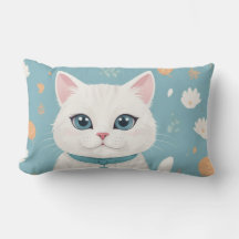 White cat pillow