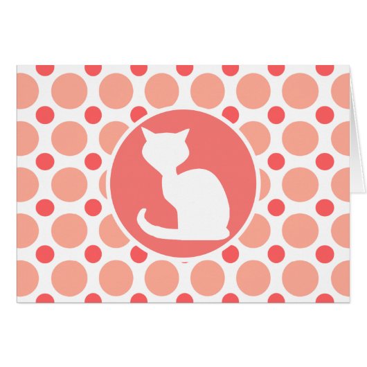 White Cat; Pink & Coral Polka Dots (Front Horizontal)
