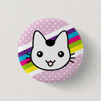 white cat polka dots pinback button