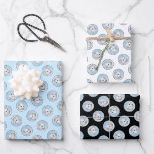 White Cat Portrait Painting Cute Original Art Wrapping Paper Sheets