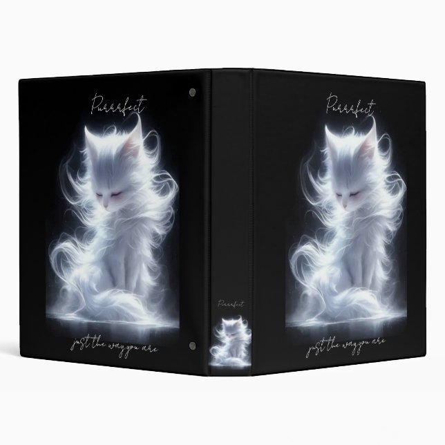 White cat Purrrfect 3 Ring Binder (Background)