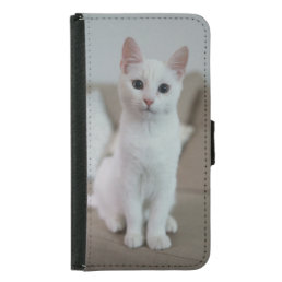 White cat samsung galaxy s5 wallet case