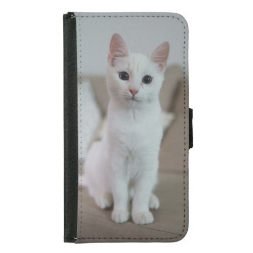 White cat samsung galaxy s5 wallet case