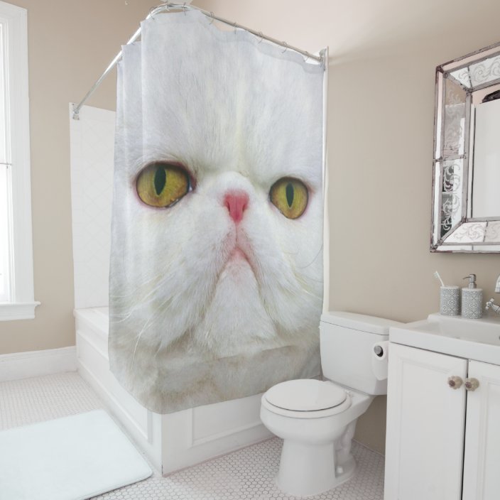 White Cat Shower Curtain
