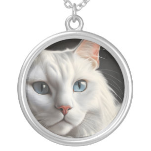 White Cat Silver Plated Necklace