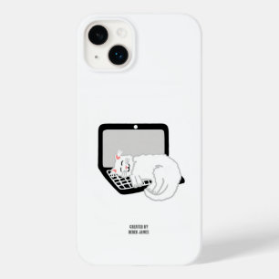 White Cat Sleeping On Laptop Apple iPhone 14 Plus Case-Mate iPhone 14 Plus Case