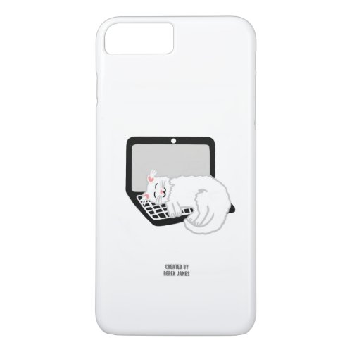 White Cat Sleeping On Laptop iPhone 87 Plus Case