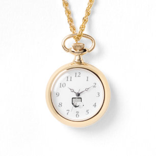 White Cat Sleeping On Laptop Necklace Watch
