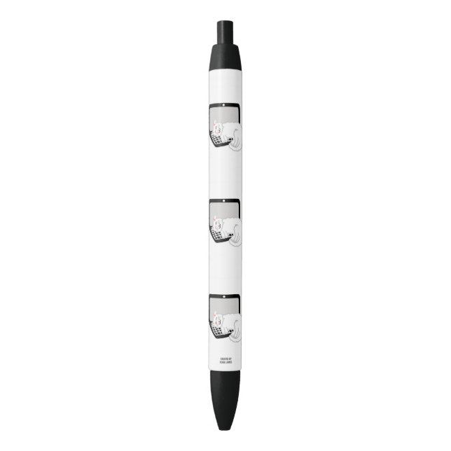 White Cat Sleeping On Laptop Pen (Front Vertical)