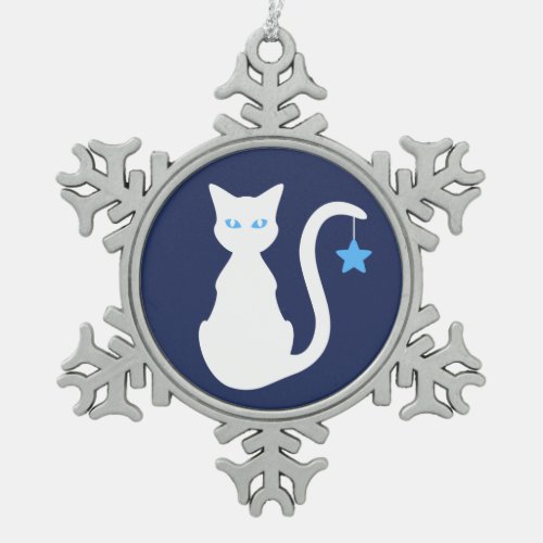 White Cat Snowflake Ornament