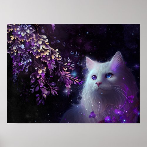 White Cat Spells Poster