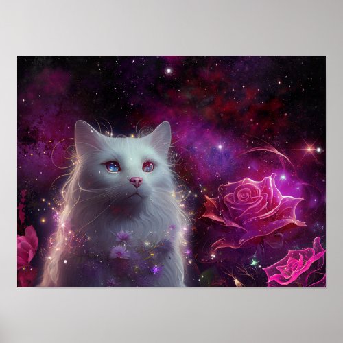 White Cat Spells Poster