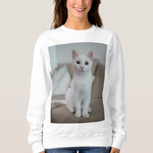 White cat sweatshirt