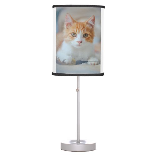 White cat table lamp