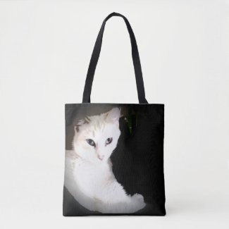 White Cat Tote Bag