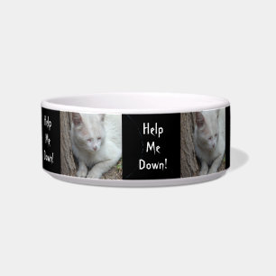 White Cat up a Tree - Help Me Down! Bowl