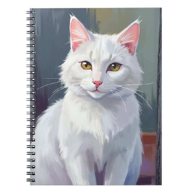 White Cat | Watercolor Cat Pet Painting Notebook (Front)