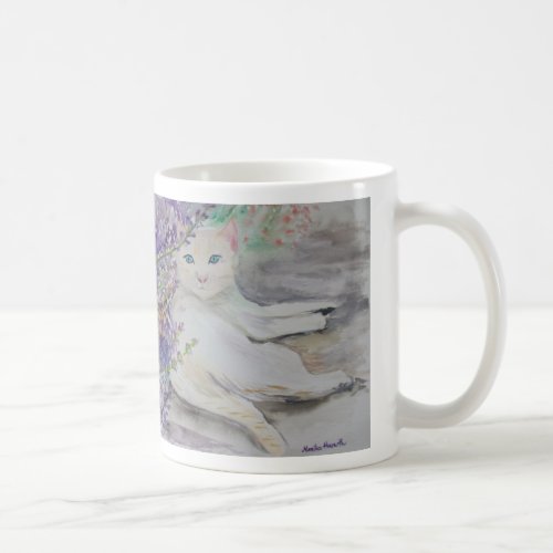 White cat watercolor Kitty pet animal cute kitten Coffee Mug