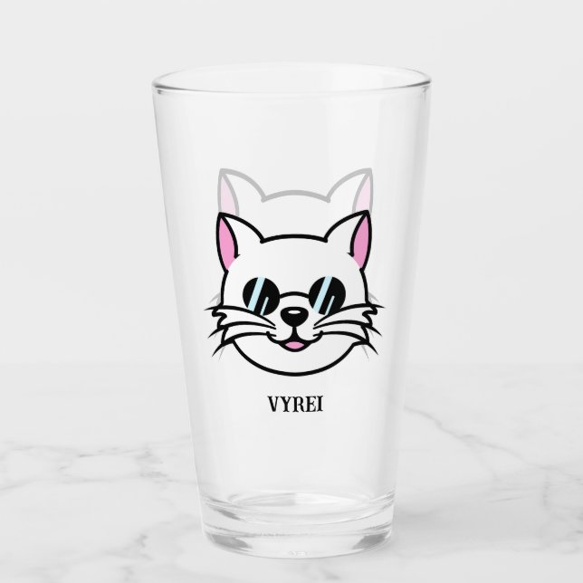 White Cat Wearing Black Glasses / Sunglasses (Front)